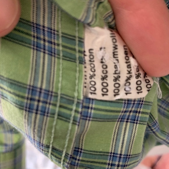 FINAL $ MENS LACOSTE GREEN/BLUE PLAID BUTTON UP - Picture 7 of 8